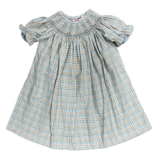 Fall Gingham Smocked Geo Bishop Dress