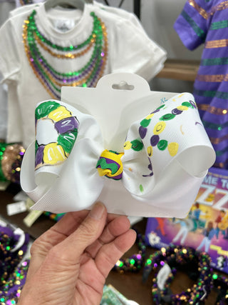 Mardi Gras Hand Painted Bow