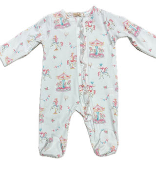 Baby Club Chic Carousel Zipper Footie with Ruffle