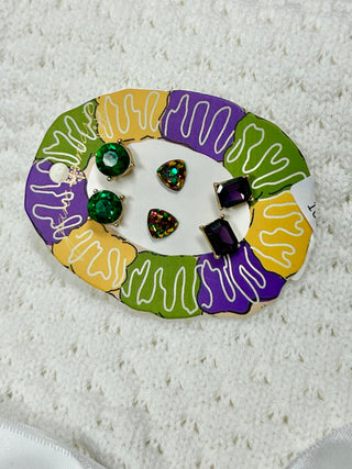 Jane Marie Mardi Gras Jewel Earrings 3 Pc
