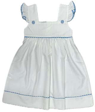 Sweet Dreams White/Blue Ric Rac Trim Dress