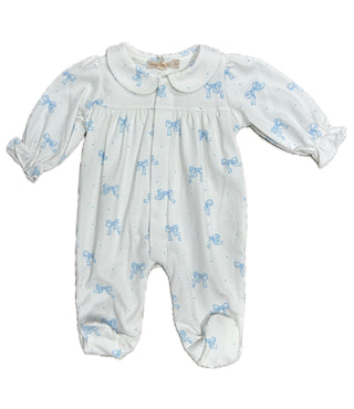 Baby Club Chic Blue Pretty Bows Footie w/ Collar