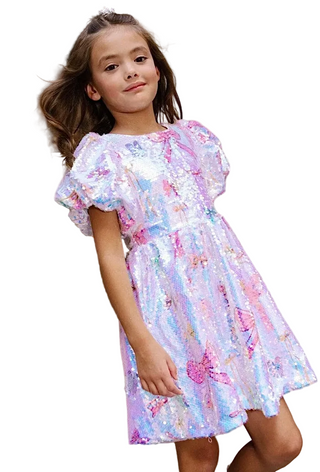 Lola and the Boys Pretty Bows Sequin Dress