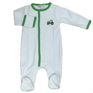 Magnolia Baby Embroidered Tractor Footie