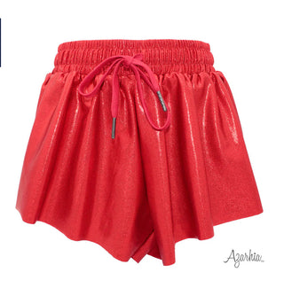 Azarhia Shimmer Butterfly Shorts- Red
