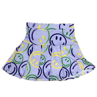 Azarhia Athleisure Tennis Skort - Mardi Gras Smiley Face