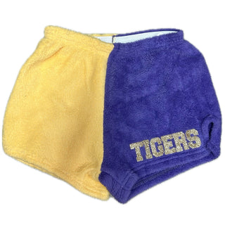 Chamor Company Fuzzy Purple and Gold Tigers Shorts