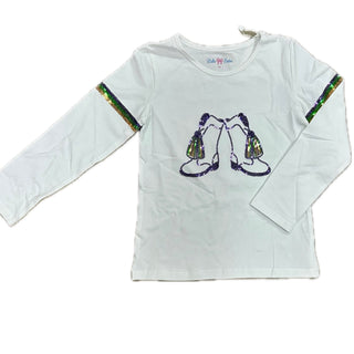 Mardi Gras Sequin Boot Tee - L/S - Purple