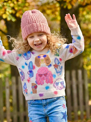 Dog Print Sweater - Ivory Multi