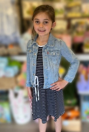 Area Code 407 Navy & White Striped Knit Dress