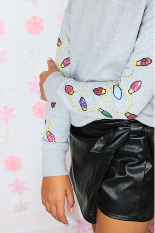 Gray Christmas Lights Tis The Season Tween Sweatshirt