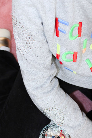 Fa La La Embroidered and Rhinestone Holiday Sweatshirt