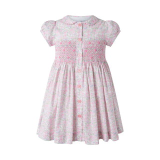 Rachel Riley Ditsy Bloom Smocked Button Front Dress