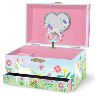 Floral Unicorn Musical Jewelry Box - Single Drawer Deluxe