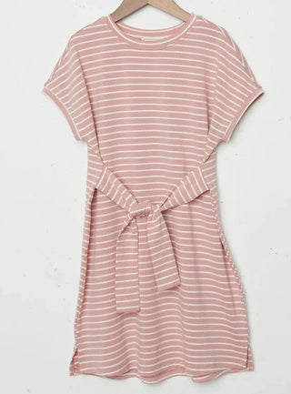 Hayden Girls Pink Striped Knit T-Shirt Dress