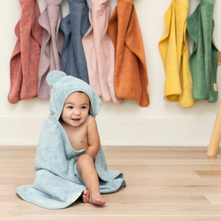 Terry Hooded Bath Towel + Wash Mitt Set - Fog