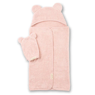 Terry Hooded Bath Towel + Wash Mitt Set - Blush