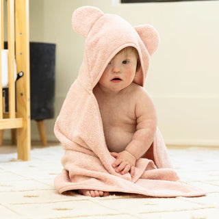 Terry Hooded Bath Towel + Wash Mitt Set - Blush