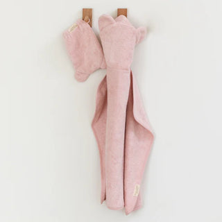 Terry Hooded Bath Towel + Wash Mitt Set - Blush