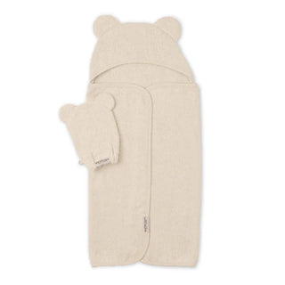 Terry Hooded Bath Towel + Wash Mitt Set - Linen