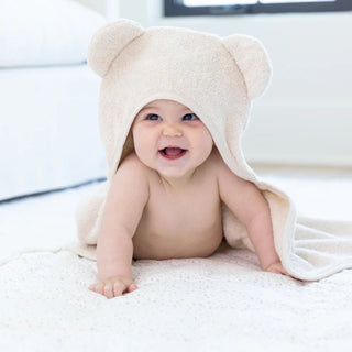 Terry Hooded Bath Towel + Wash Mitt Set - Linen