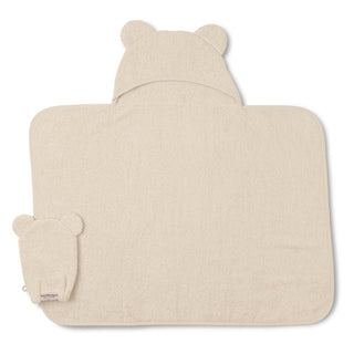 Terry Hooded Bath Towel + Wash Mitt Set - Linen