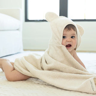Terry Hooded Bath Towel + Wash Mitt Set - Linen