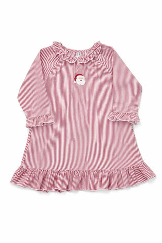 Sweet Dreams girls' red stripe nightgown with embroidered Santa