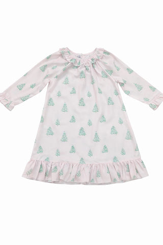 Sweet Dreams girls' pink Christmas tree print nightgown