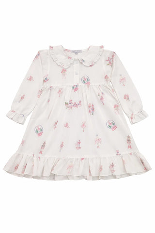 Sweet Dreams girls' white nightgown with pink nutcracker print