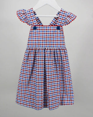Charming Little One Blue and Red Plaid Gracie Plaid Dress