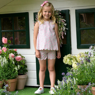 Scalloped Floral 2Pc Top and Short Set
