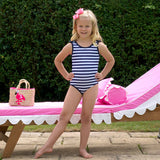 Breton Navy Stripe Lycra One Piece Swimsuit