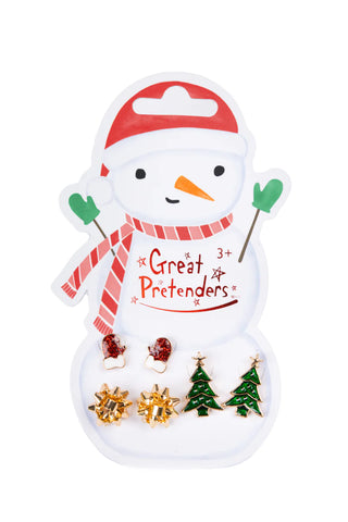 Holiday Snowman 3Pk Pierced Earrings