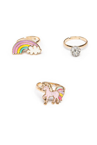 Great Pretenders Boutique Chic 3Pc Unicorn Rainbow Ring Set
