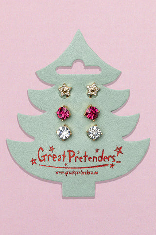 Holiday Pleather Tree 3Pk Clip-On Earrings