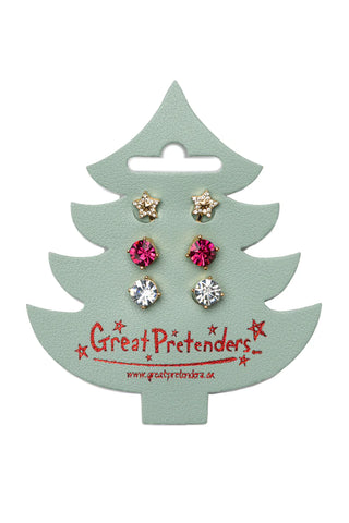 Holiday Pleather Tree 3Pk Clip-On Earrings