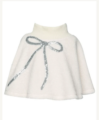 Sherpa Poncho with Sequin Bow Detail