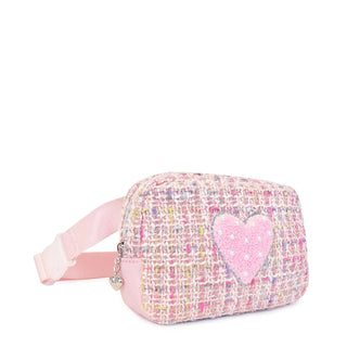 Pink Tweed Heart-Shaped Fanny Pack