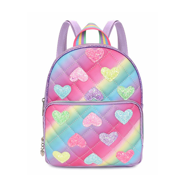 OMG! Accessories Glitter Heart-Patched Ombre Quilted Mini  display picture 3