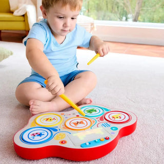 Hape Pixelz drum with pixel display and drumsticks