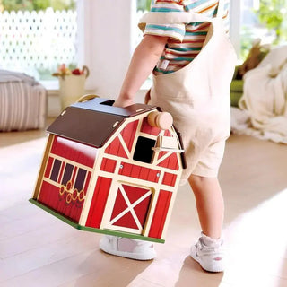 Hape wooden farm playset with hay loader and windmill