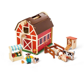 Hape Happy Farm Playset wooden barn with animals