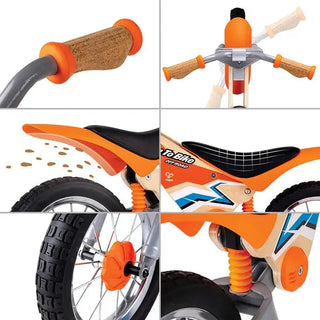 Close-up of Hape balance bike seat shock absorber