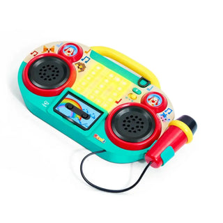 Hape Pixelz boombox with LED pixel screen and cassette slider
