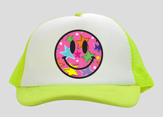 Azarhia Bright Stars Smiley Trucker on Neon Yellow