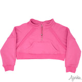 Azarhia Oversized Quarter Zip Cropped Sweatshirt