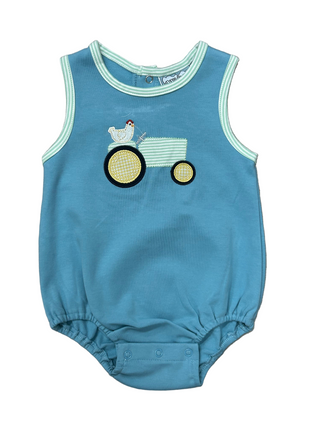Boys Appliqued Bubble - Tractor