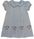 Lulu Bebe Pink Embroidered Santa Dana Pleated Pique Dress