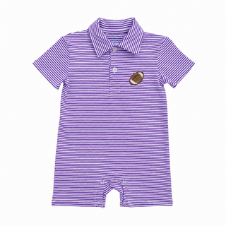 Itsy Bitsy Striped Purple Football Polo Romper